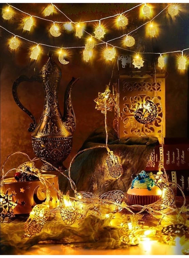 زينة رمضان أضواء السلسلة، 3 أمتار 20 لمبة رمضان وعيد، أضواء تعمل بالبطارية للديكور الداخلي والخارجي لرمضان مبارك كريم، 3 بطاريات وUSB طاقة مزدوجة - Image 4